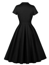 Load image into Gallery viewer, 1950s Teal Blue Retro Double Breasted Lapel Collar Swing Dress