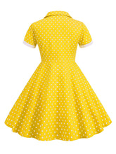 Load image into Gallery viewer, Kids Little Girls' Dress Pink Turn Down Collar Polka Dot Cotton 1950S Vintage Dress