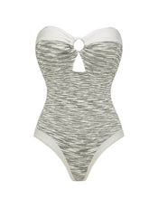 Load image into Gallery viewer, 2PS Grey Retro One Piece Swimsuit with Cropped Jacket Set