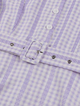 Load image into Gallery viewer, Blue Plaid Peter Pan Collar A-Line 1940S Vintage Shirt Dress
