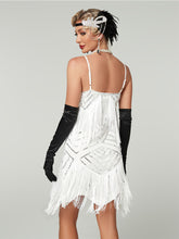 Load image into Gallery viewer, Women's 1920s Flapper Dress Gatsby Costume Red Sequined Tiered Fringe Party Dress