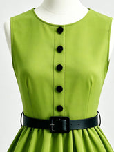 Load image into Gallery viewer, 1950s Vintage Lime Green Sleeveless Belted Swing Dress