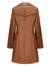 Load image into Gallery viewer, Vintage 90s Women's Burgundy Red Faux Leather Trench Long Pu Coat with Pockets