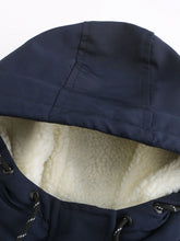 Load image into Gallery viewer, Women's Navy Blue Fleece Lined Hooded Parka Jacket and Warm Winter Coat Heavyweight Windbreaker with Pockets