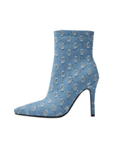 Load image into Gallery viewer, 10CM Luxury Denim Sequined Ankle Boots Vintage Shoes