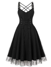 Load image into Gallery viewer, Halloween Rivet Strap Lace 1950S Vintage Swing Dress