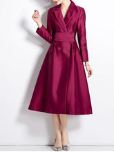 Load image into Gallery viewer, Purple V Neck Long Sleeve  1950S Vintage Dress Coat