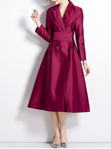 Purple V Neck Long Sleeve  1950S Vintage Dress Coat
