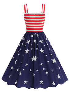 American Flag Stars Stripes Strap 1950S Vintage Dress