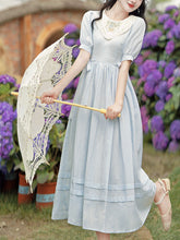 Load image into Gallery viewer, Baby Blue Embroidered Collar Vintage Cottagecore Cotton Dress