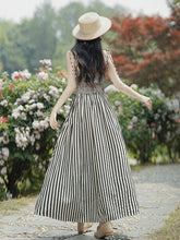 Load image into Gallery viewer, 1950S Hepburn Style Black and White Stripe Swing Dress For Women