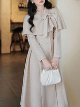 Load image into Gallery viewer, 1950S Grey Bow Vintage Cape Long Dress Coat