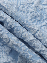 Load image into Gallery viewer, Baby Blue Off Shoulder Oversized Bow Soft Jacquard Maxi Gown with Sheer Mesh Sleeves