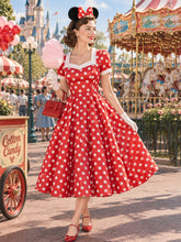 Load image into Gallery viewer, 1950s Vintage Red Polka Dot Sweetheart Swing Dress