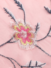 Load image into Gallery viewer, Lake Blue Semi Mesh Rose Embroidered Sleeveless 50S Swing Dress
