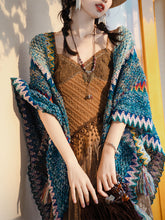 Load image into Gallery viewer, 2PS Brown Lace Strap Dress With Bohemia Cardigan Suit