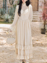 Load image into Gallery viewer, Edwardian Victorian Champagne Lace Jacquard Vintage Wedding Dress