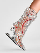 Load image into Gallery viewer, Silver High Heel Pointed Toes Luxury Bling Rhinestone Boots Shoes