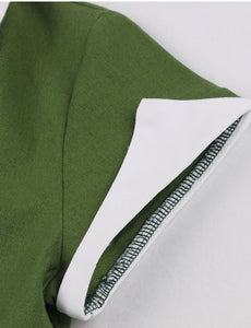 Green V Neck Short Sleeve 1950S Vintage Swing Dress