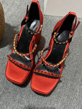 Load image into Gallery viewer, Women&#39;s Open Toe Strap Wedge Heel Sandals Leather Vintage Shoes