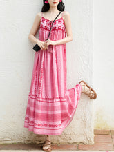 Load image into Gallery viewer, 2PS Pink Spaghetti Strap Tropical Pattern Holiday  Dress With White Long Sleeve Cardigan