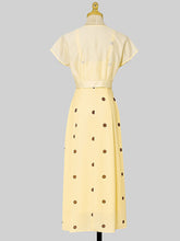 Load image into Gallery viewer, 2PS Yellow 1950S Vintage Classic Coat And Spaghetti Strap Polka Dots Dress Suit