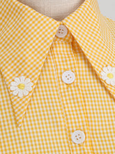 Load image into Gallery viewer, Yellow And White Plaid Daisy Claasic Collar 1950S Dress With Belt Set