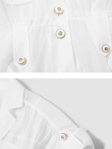 White Lapel Trench 1950S Vintage Organza Dress