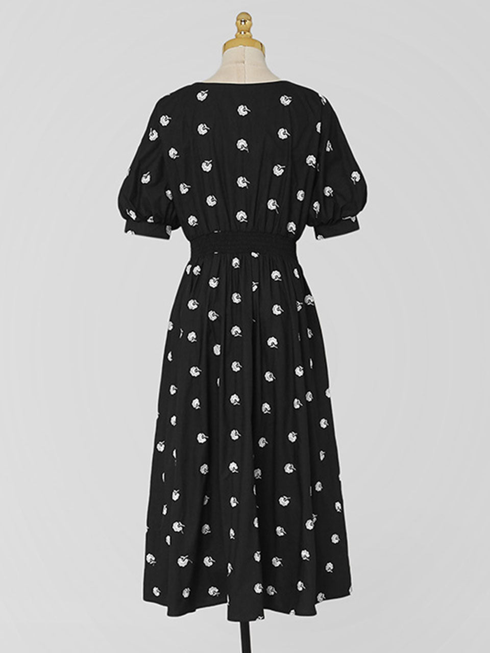 Black V Neck Balloon Sleeve Embroidered 1950S Vintage Dress Jolly Vintage Black V Neck Balloon Sleeve Embroidered 1950S Vintage Dress Jolly Vintage