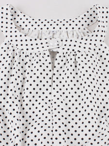 Blue Sweat Heart Halter Sleeveless Polka Dots 1950s Vintage Swing Dress
