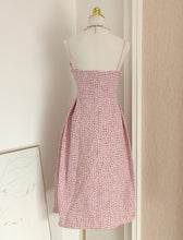 Load image into Gallery viewer, Pink Camellia Flower Spaghetti Strap Tweed Party Dress