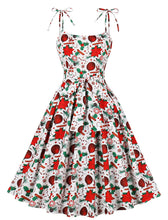 Load image into Gallery viewer, Christmas Green Spaghetti Strap Vintage Swing Dress