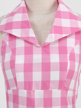 Load image into Gallery viewer, Pink And White Plaid Halter Barbie Same Style 1950S Vintage Dress