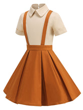 Load image into Gallery viewer, Kids Little Girls&#39; Dress Brown Peter Pan Collar 1950S Suspender Dress