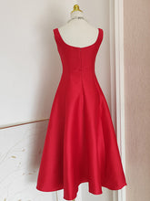Load image into Gallery viewer, Rose Satin Sleeveless Classic 1950S Vintage Sweet Party Dress