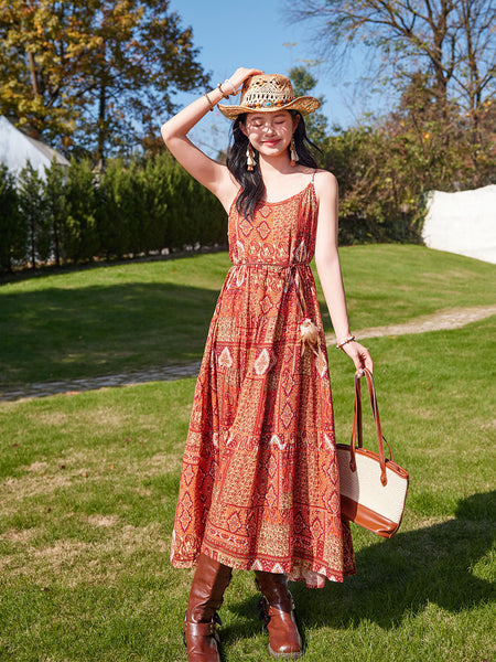 boho scarf dress Bohemian Orange Strap Maxi with White Tassel Shawl, Orange / XS bodycon homecoming dress lime green party dress Color:Easy Street Plaid 2cm differs due to