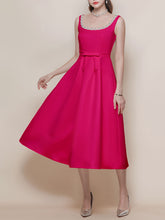 Load image into Gallery viewer, White Satin U Neck Sleeveless Classic 1950S Vintage Wedding Dress with Pearl Detailing