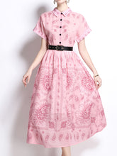 Load image into Gallery viewer, 1940S Classic Shirt Collar Vintage Print Cotton Dress with Belt