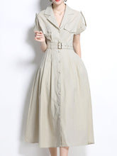 Load image into Gallery viewer, 1940S Lapel Shirt Cotton Dress with Pockets