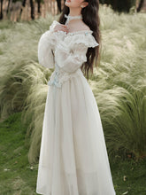 Load image into Gallery viewer, White Victorian Style Off-Shoulder Lace Corset Wedding Gown Wedding Maxi Dress