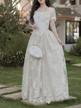 Load image into Gallery viewer, Ivory Victorian Style Lace Corset Wedding Gown Wedding Maxi Dress