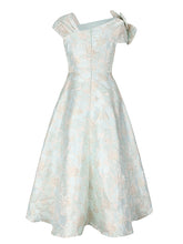 Load image into Gallery viewer, Light Green Luxury 3D Floral Jacquard One Shoulder Vintage Party Gown