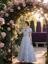 Load image into Gallery viewer, Lavender 3D Rose Vintage Pleated V-Neck Swing Dress