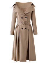 Load image into Gallery viewer, Women's Off-Shoulder Belted Trench Coat