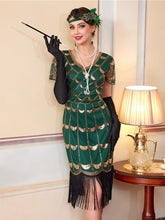 Load image into Gallery viewer, Women's 1920s Flapper Dress Gatsby Costume Sequined Fringed Cocktail Party Dress
