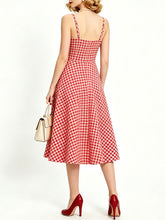 Load image into Gallery viewer, 1950s Green Gingham Button Front Spaghetti Strap Swing Summer Picnic Dress