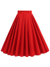 Load image into Gallery viewer, 1950s Red High Waist Pleated Swing Vintage Skirt with Belt