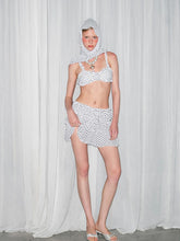 Load image into Gallery viewer, Coquette White Polka Dot Bikini 4 Piece Set with Matching Headscarf