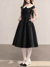 Load image into Gallery viewer, Peter Pan Collar Vintage Cap Sleeve Little Black Dress
