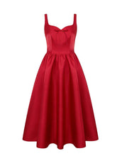 Load image into Gallery viewer, Vintage 1950s Red Satin Swing Dress